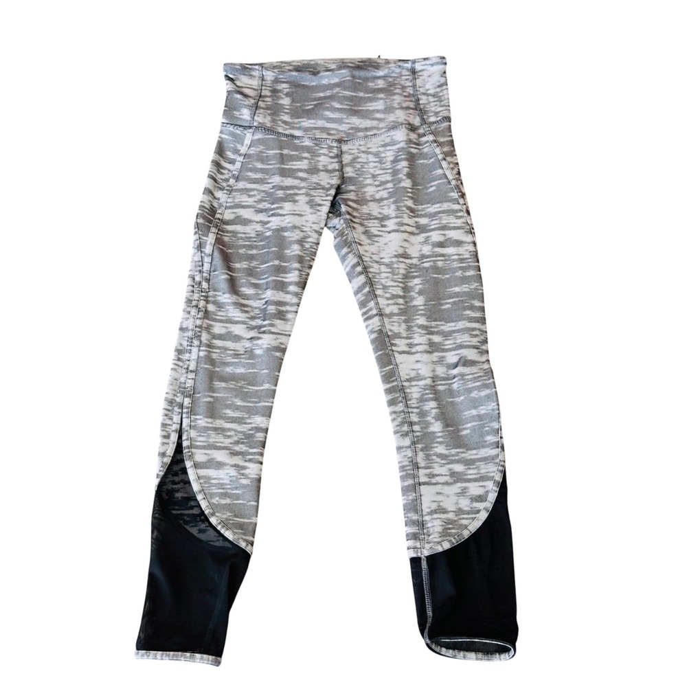 Lululemon Pace Rival Crop Leggings Grey Space Dye Mesh Size 4 W6G12S